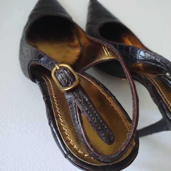 DOLCE GABBANA DARK BROWN SLINGBACK PUMP'S POINTED - Picture 7 of 13